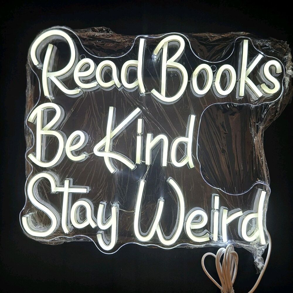 "Read Books Be Kind Stay Weird" LED Neon Sign Wall Decor USB New